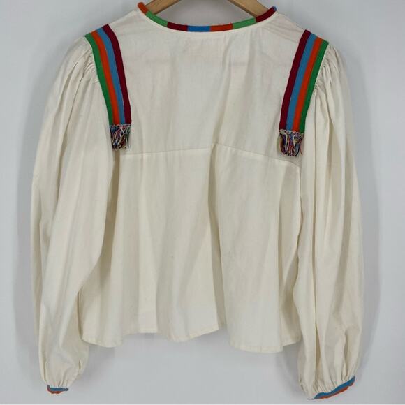 Urban Outfitters Peasant Top Bohemian Tribal Festival Ballon Sleeve Cropped M - Picture 4 of 10